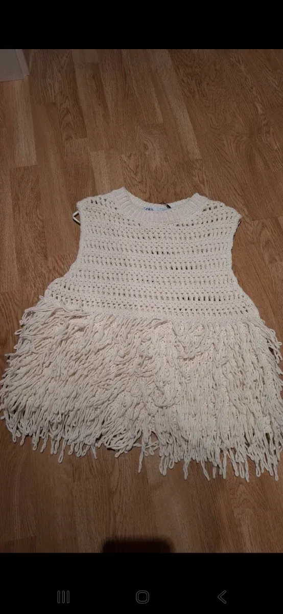 Chaleco Zara flecos talla única beige