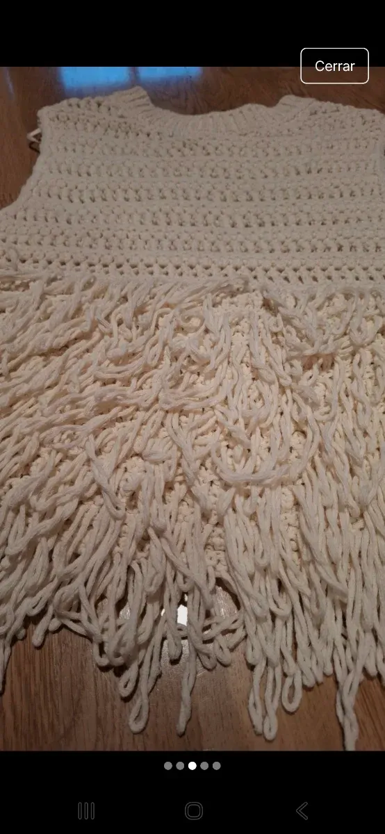 Chaleco Zara flecos talla única beige