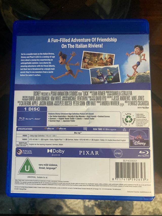 Blu-ray Pixar Luca Edición UK