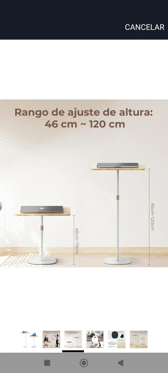 Mesa auxiliar para portátil con pie regulable