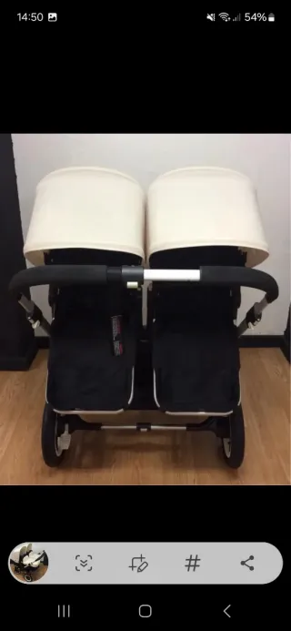 Carrito Gemelar Bugaboo Beige y Negro