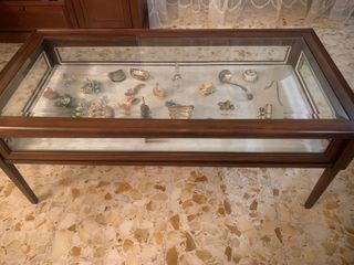 Tavolino vetrina salotto legno e vetro