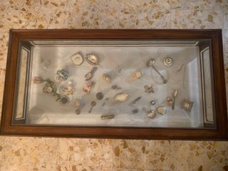 Tavolino vetrina salotto legno e vetro