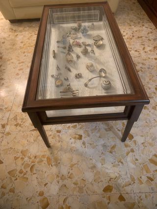 Tavolino vetrina salotto legno e vetro