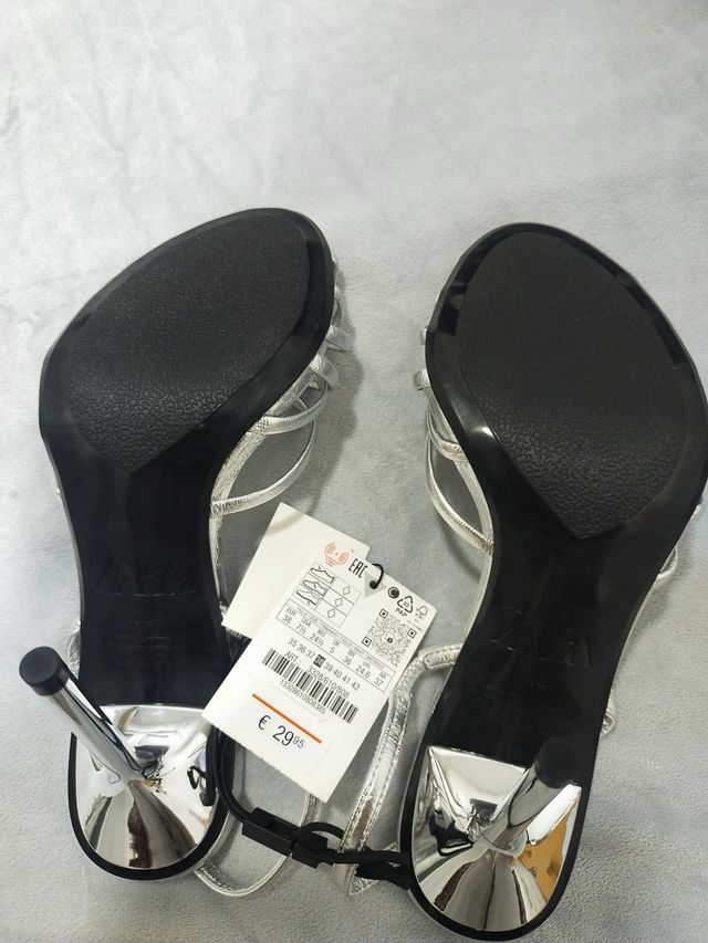 Sandalias Zara Talla 38 Plata