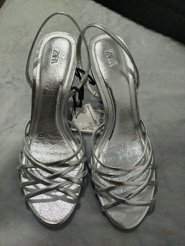 Sandalias Zara Talla 38 Plata