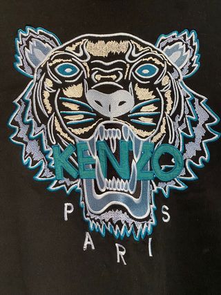 Sudadera Kenzo Paris Original Negra y Turquesa