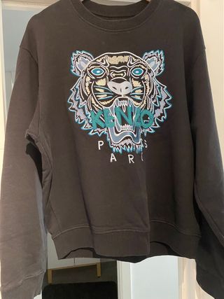 Sudadera Kenzo Paris Original Negra y Turquesa