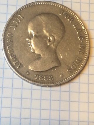 5 Pesetas Alfonso XIII 1888 Plata