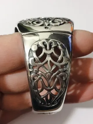 Pulsera Plata Sólida Diseño Calado