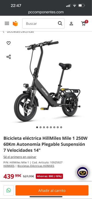 Bicicleta eléctrica plegable Hillmiles Mile 1