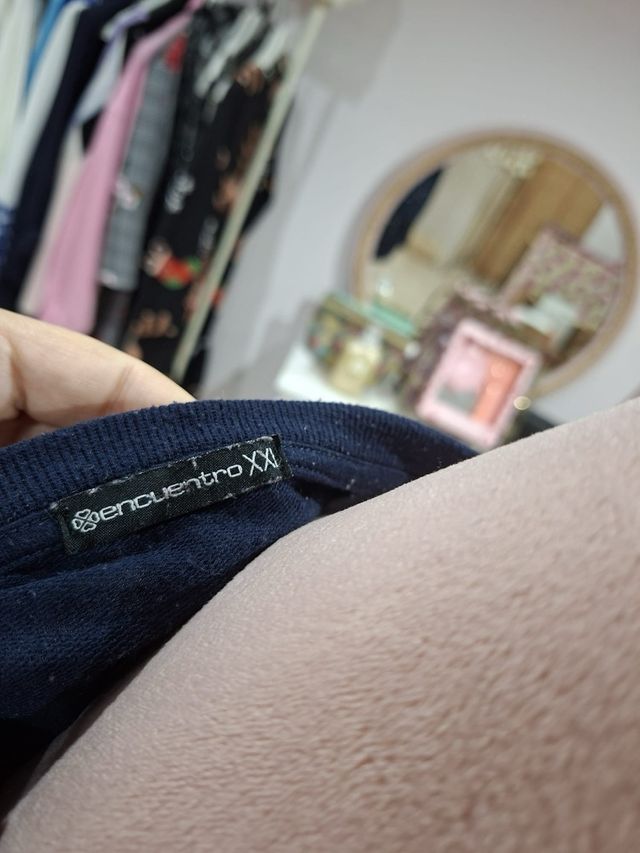 Sudadera azul mujer con perlas