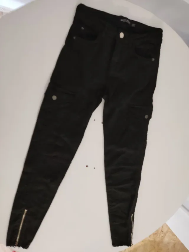 Pantalón pitillo negro mujer con cremallera