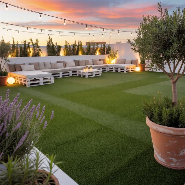 Césped artificial reutilizado