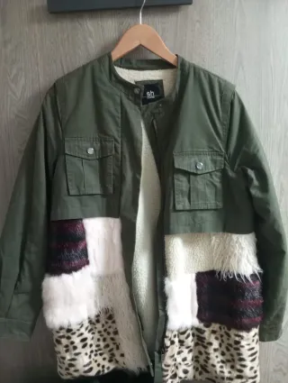 Chaqueta verde forrada borreguito patchwork