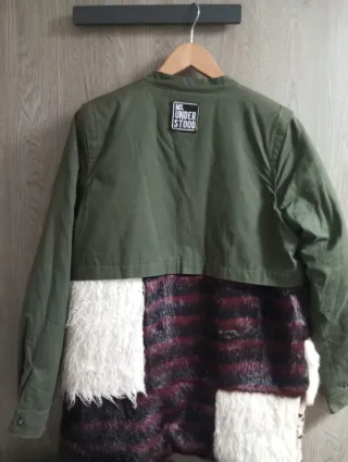 Chaqueta verde forrada borreguito patchwork