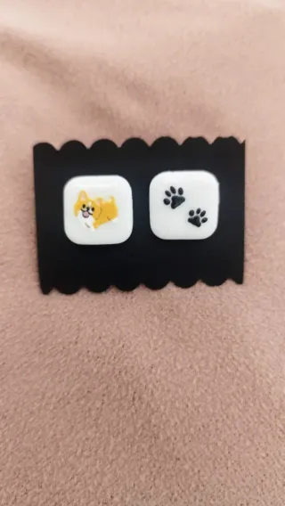 Pendientes perrito y Huella Hechos a Mano
