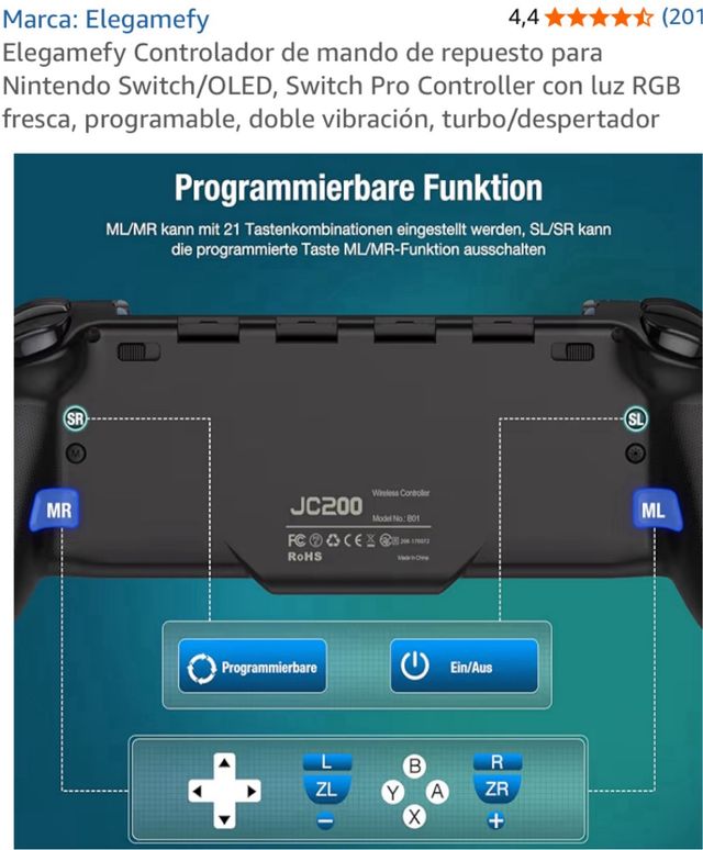 Controlador Inalámbrico JC200 para Switch