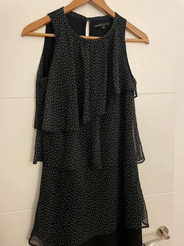 Vestido MERLETTI Negro Lunares Talla L