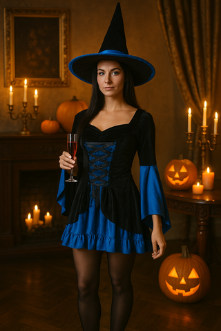 Disfraz Halloween bruja azul mujer XS-S Atosa