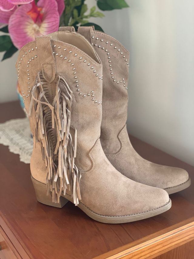 Botas cowboy Alta moda beige talla 38