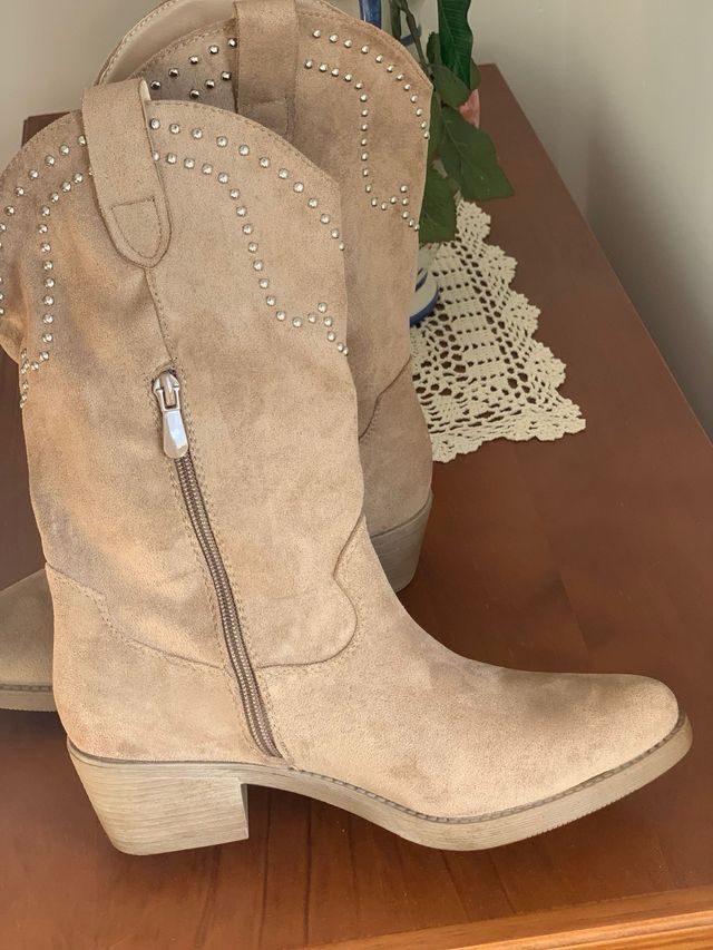 Botas cowboy Alta moda beige talla 38