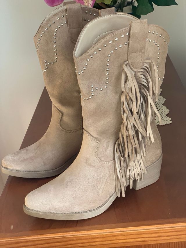 Botas cowboy Alta moda beige talla 38