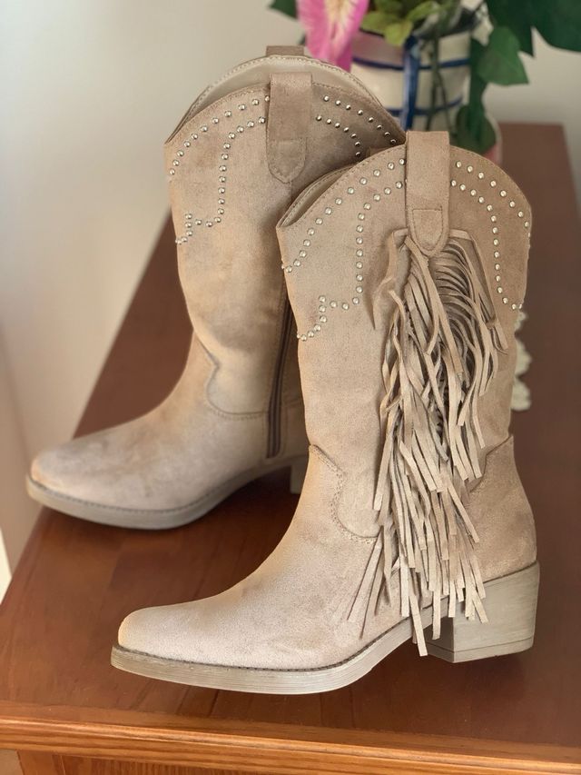 Botas cowboy Alta moda beige talla 38