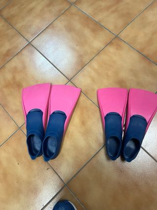 Aletas natación niños rosa y azul talla 30 y 34