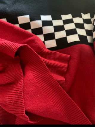 Jersey cuadros blanco y negro/rojo