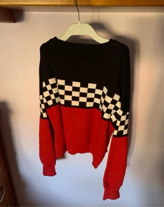 Jersey cuadros blanco y negro/rojo