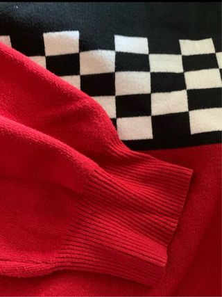 Jersey cuadros blanco y negro/rojo