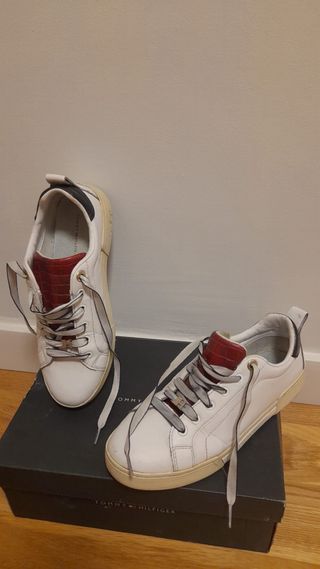 Zapatillas Tommy Hilfiger Mujer Blancas Rojas