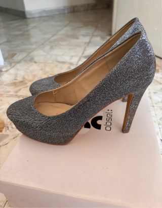 Scarpe donna con tacco argento