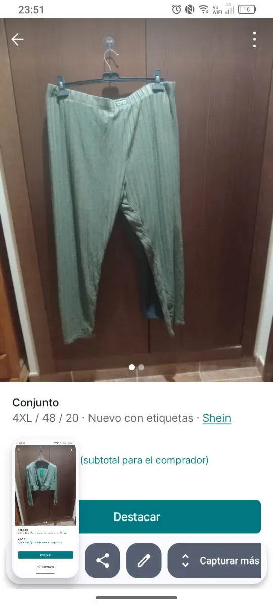 Conjunto Shein verde oliva talla 4XL