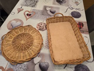 Bandeja y salva paellas de mimbre