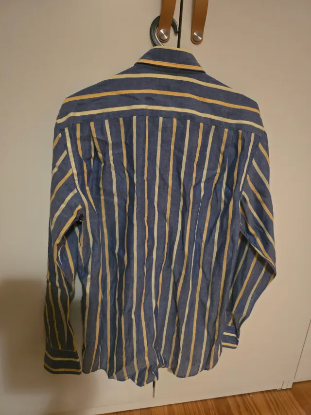 Camisa Dunil Sport Riscas Azul e Amarelo Tamanho M