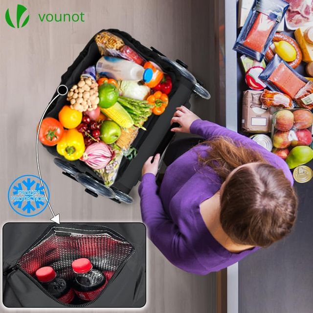 Carrinho de compras dobrável em alumínio preto/laranja