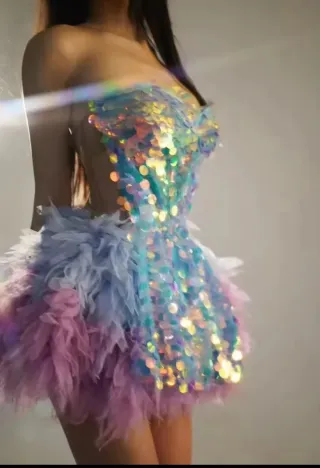 Vestido lentejuelas y tul evento