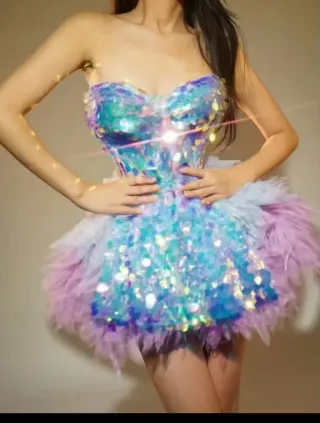 Vestido lentejuelas y tul evento