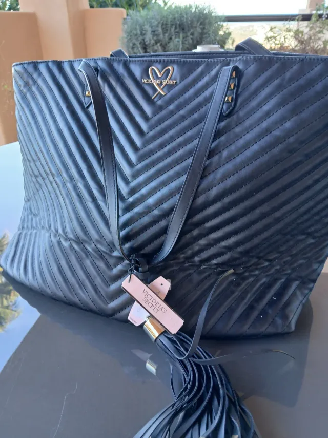 Bolso Victoria's Secret Negro Dorado Nuevo