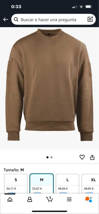 Sudadera Mil-Tec Talla M Marrón