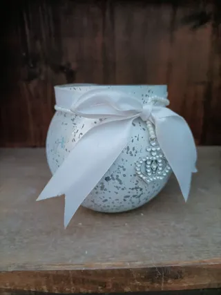 Set 2 Vasi Natalizi Sfera Decorati Argento