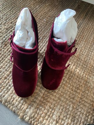 Botines de terciopelo burdeos Tory Burch