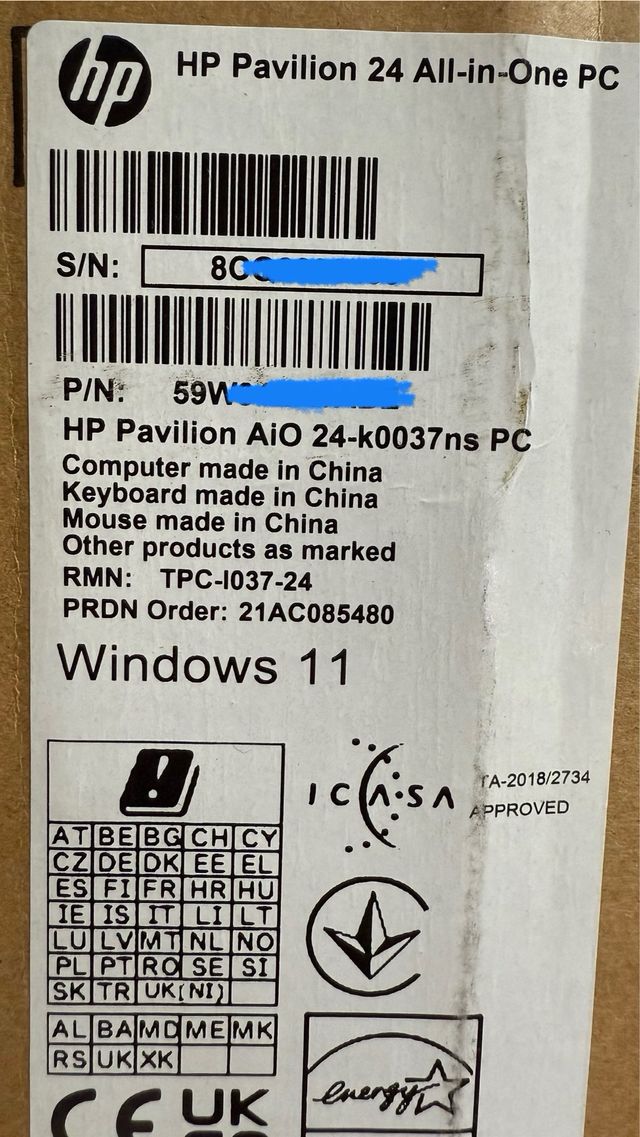 HP All-in-One Ordenador Blanco/Gris NUEVO.