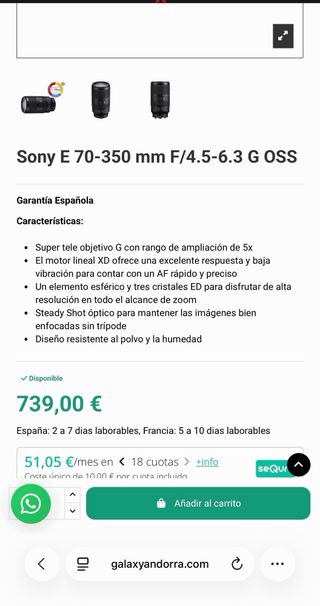 Objetivo Sony 70-350mm G OSS