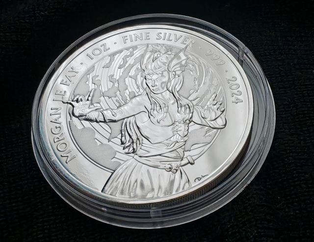1 oz 999 Morgan Le Fay UK 2024 monete d'argento