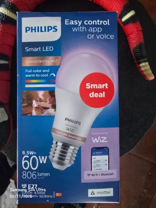 2 Lâmpadas LED Inteligente Philips Wi-Fi Bluetooth