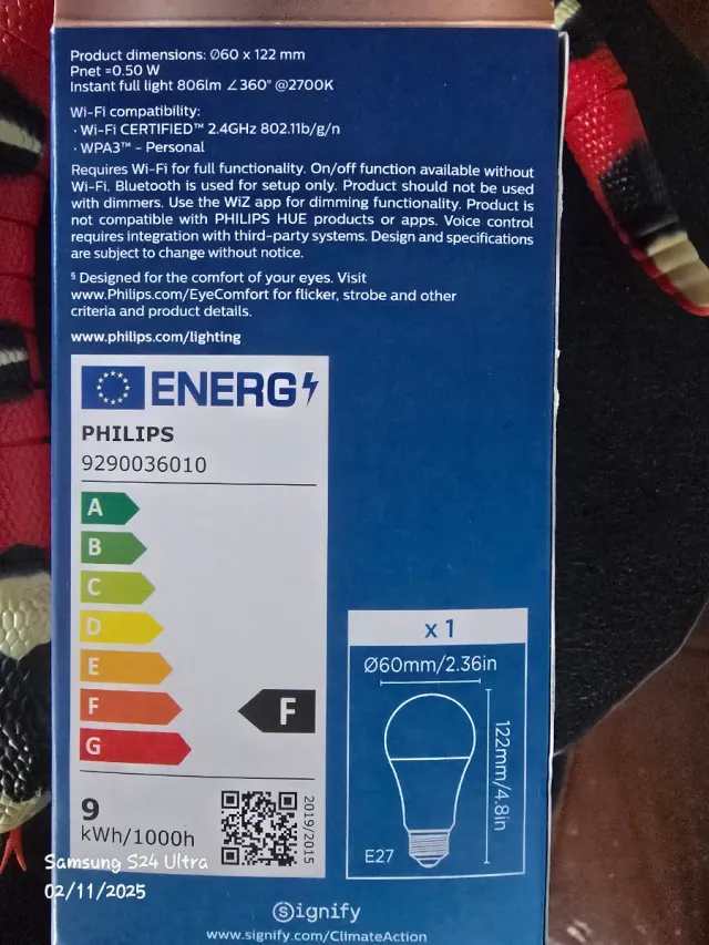 2 Lâmpadas LED Inteligente Philips Wi-Fi Bluetooth