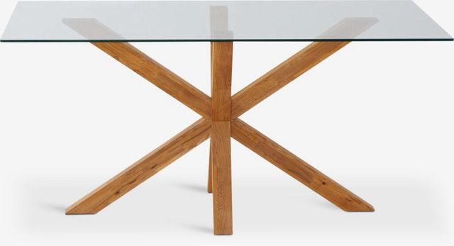 Mesa Comedor Cristal y Madera Roble